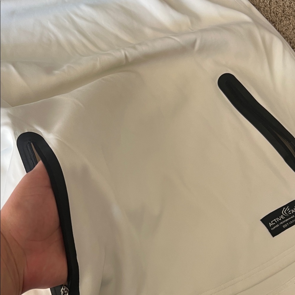White Sleeveless Hoodie with Black Accents - Picture 6 of 8